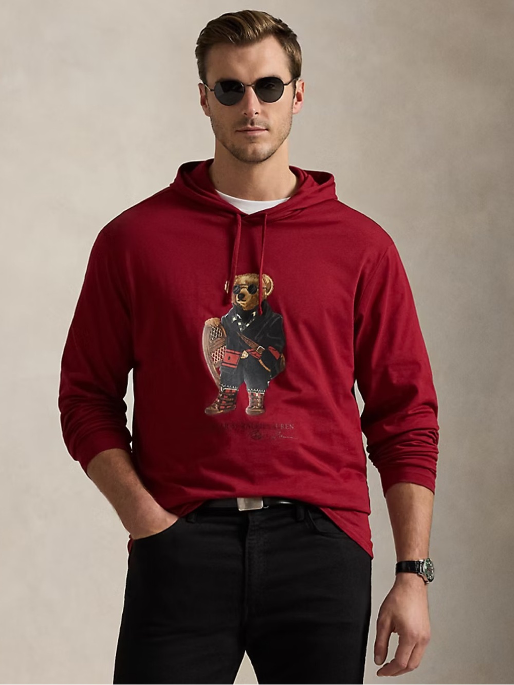 🐻 Ralph Lauren Polo Bear Men’s Jersey Hooded T-Shirt Size L